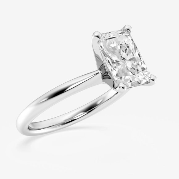 2 ctw Radiant Lab Grown Diamond Petite Solitaire Engagement Ring - Picture 2 of 6